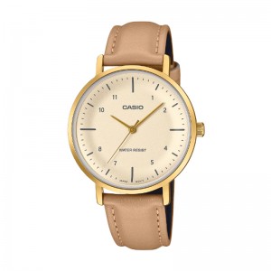 Casio LTP-VT03GL-4BDF Gold Brown Leather